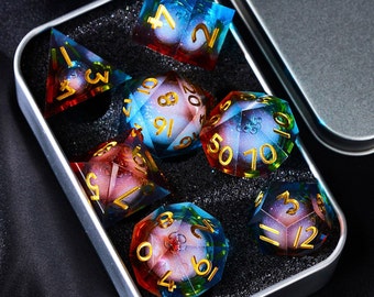 liquid core dice set for role playing games, liquid core dnd dice set for dnd gifts , rpg liquid core dnd dice set ,resin dice set ,d&d dice