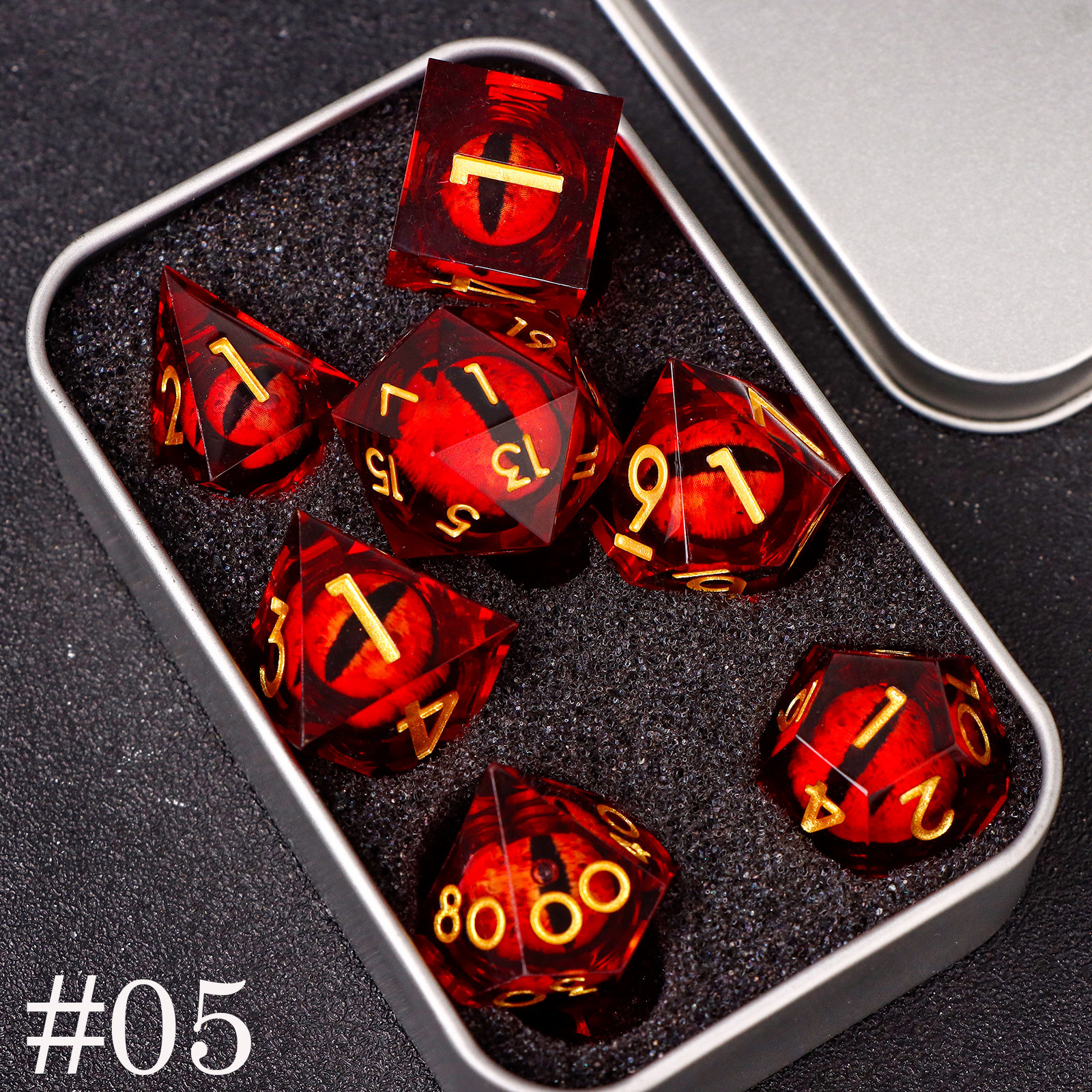 Purple Dragon's Eye Liquid Core Dice For Role Playing Games, Beholder's Eye Dice For DND Gifts, Mixed Color Resin Liquid Core Dice D&D Set