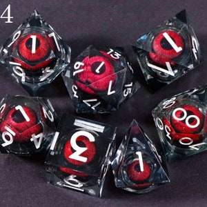 Dnd dragon's eye liquid core dice set , liquid core dnd dice set for dnd gifts , rpg dice set , Resin d&d dice set, eyeball dice #04