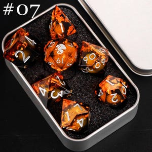 Dnd dragon liquid core dice set , liquid core d and d dice for dnd gifts ,New dragon resin liquid dice, rpg dice set, red dragon d&d dice 07