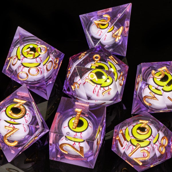 Beholder's Eye - Liquid Core Dice Set For Role Playing Games |  Sage's Eye of the Beholder Liquid Core dice for dungeons and dragons