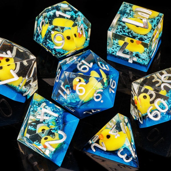 Dnd Resin Sharp Edge Dice Set | Resin D&D Dice Set for Dungeons and Dragons | Full resin dnd dice for role playing games | Duck resin dice