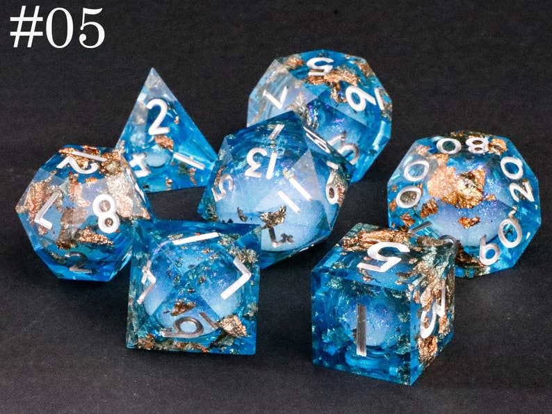 Gold Foil Liquid Core Dice Set for Dungeons and Dragons Liquid Core ...