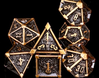 Dnd metal dice set for role playing games，New dungeons and dragons dice set for tabletop games ， rpg dice set ，Metal d&d dice set