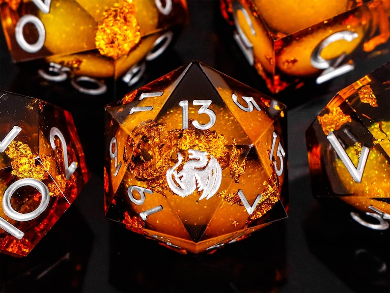 Dnd dragon liquid core dice set , liquid core d and d dice for dnd gifts ,New dragon resin liquid dice, rpg dice set, red dragon d&d dice image 18