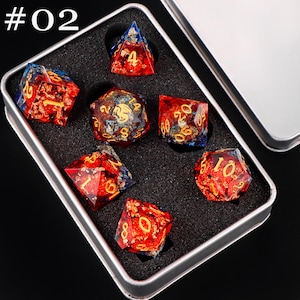 Dnd dragon liquid core dice set , liquid core d and d dice for dnd gifts ,New dragon resin liquid dice, rpg dice set, red dragon d&d dice 02