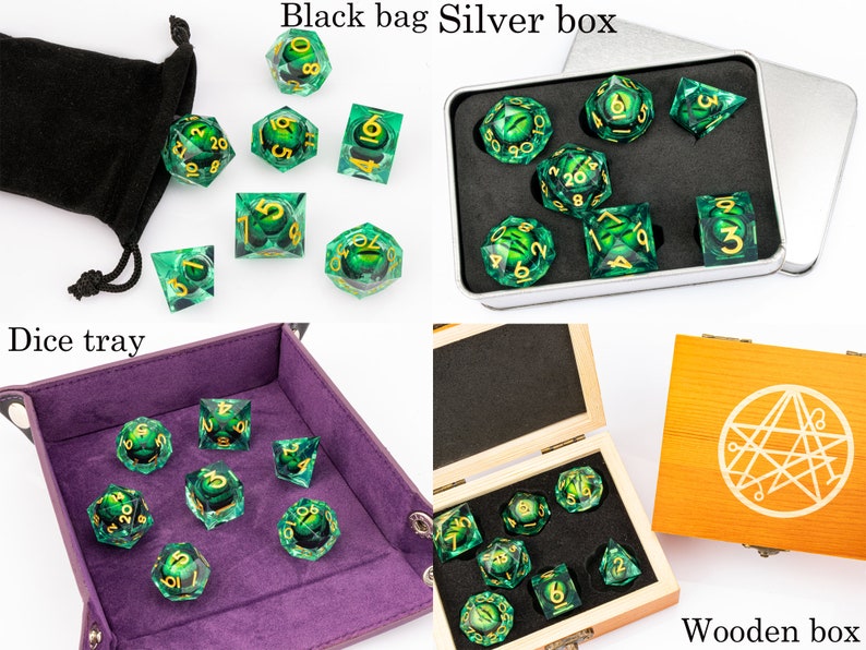 Dnd dragon's eye liquid core dice set , liquid core dnd dice set for dnd gifts , rpg dice set , Resin d&d dice set, eyeball dice zdjęcie 10