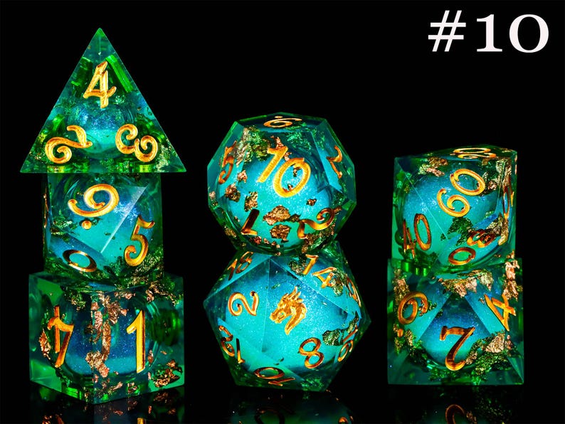 Dnd dragon liquid core dice set , liquid core d and d dice for dnd gifts ,New dragon resin liquid dice, rpg dice set, red dragon d&d dice 10