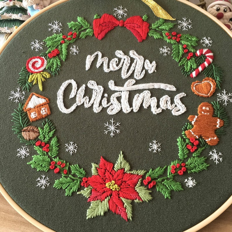 Christmas embroidery kitBeginner EmbroideryFloral Embroidery Etsy