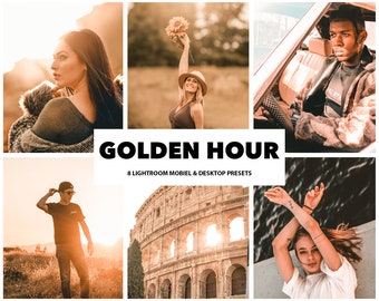 8 gotowych ustawień Lightroom: ZŁOTA GODZINA, Lato, Ślub, Portret, Preset DNG do Lightroom Mobile, Filtry na komputer iPhone'a do Instagrama lub zdjęć