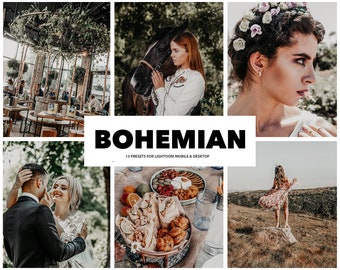 13 mobilnych presetów Lightroom, Boho, Lato, Ślub, Portret, Preset DNG do Lightroom Mobile, Filtry na komputer iPhone'a do Instagrama lub zdjęć