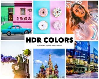 10 mobilnych presetów Lightroom, KOLORY HDR, Lato, Podróże, Portret, Preset DNG do Lightroom Mobile, Filtry na komputer iPhone'a na Instagram