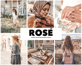 8 mobilnych presetów Lightroom ROSE PINK, lato, podróże, ślub, portret, preset DNG do Lightroom Mobile, filtr pulpitu iPhone'a na Instagram