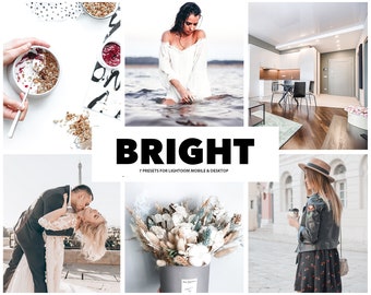 7 mobilnych presetów Lightroom, BRIGHT, Summer, Winter Beach, Lightroom Mobile DNG Preset, filtry na komputer iPhone'a do Instagrama lub zdjęć