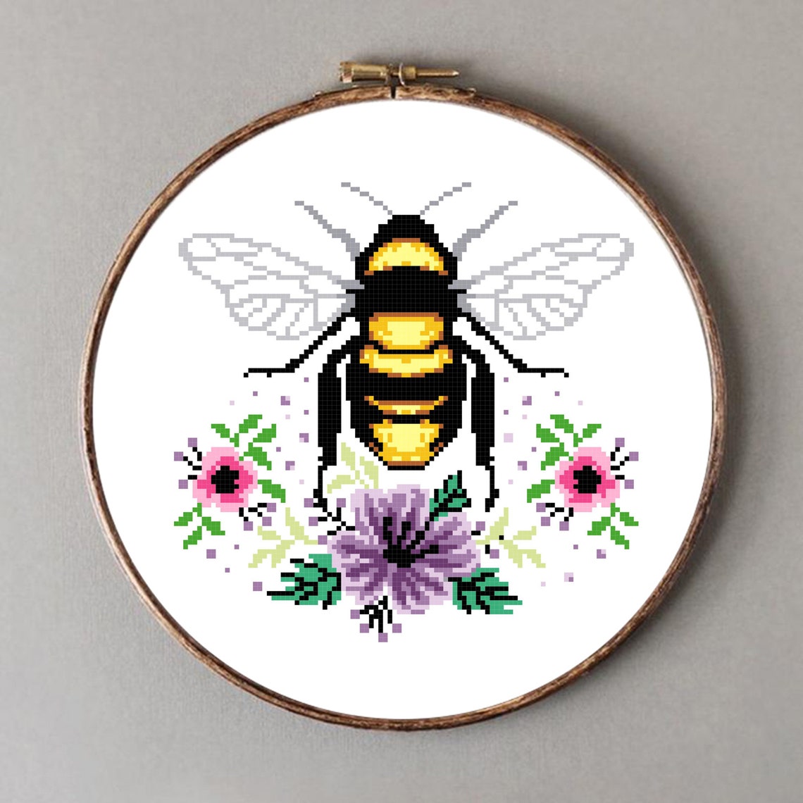 Honey Bumblebee Cross Stitch Pattern Modern Insects Bug Etsy
