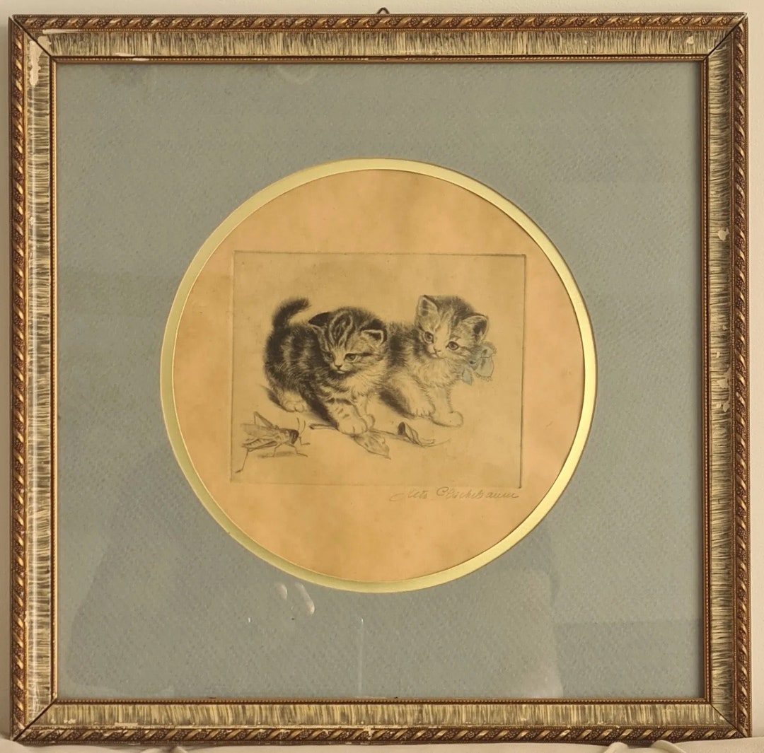 Meta Plückebaum Etching Kittens Signed Meta Plückebaum Etsy