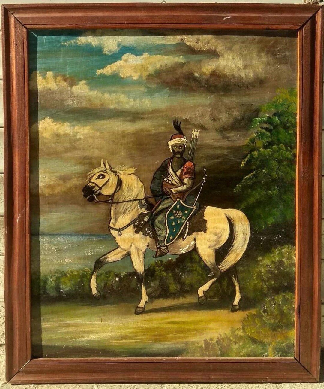 Antique Oil Painting, Horse Rider, Equestrian, Military Rider, Signed ...