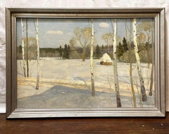 Vsevolod Sergeevich Solodov, Russian, landscape oil painting, 1930-2011, Antique,  on canvas, vintage, signed, modern art, 20th century