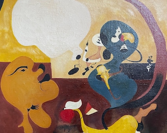 Joan Miro, Antique Oil Painting, vintage, abstract, post-Impressionism, modern art 20th century