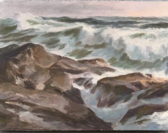 Antique, original oil painting, nautical, oil on canvas, vintage, sea