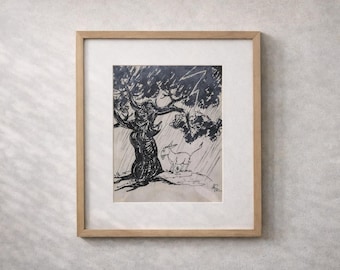 La canción suave, dibujo original en tinta, firmado y fechado en 1966