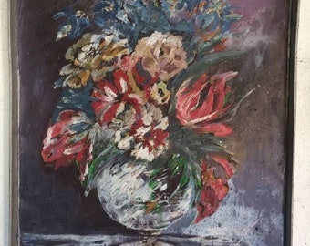 Vintage painting, flowers, unknown, nature, modern art, 20th century