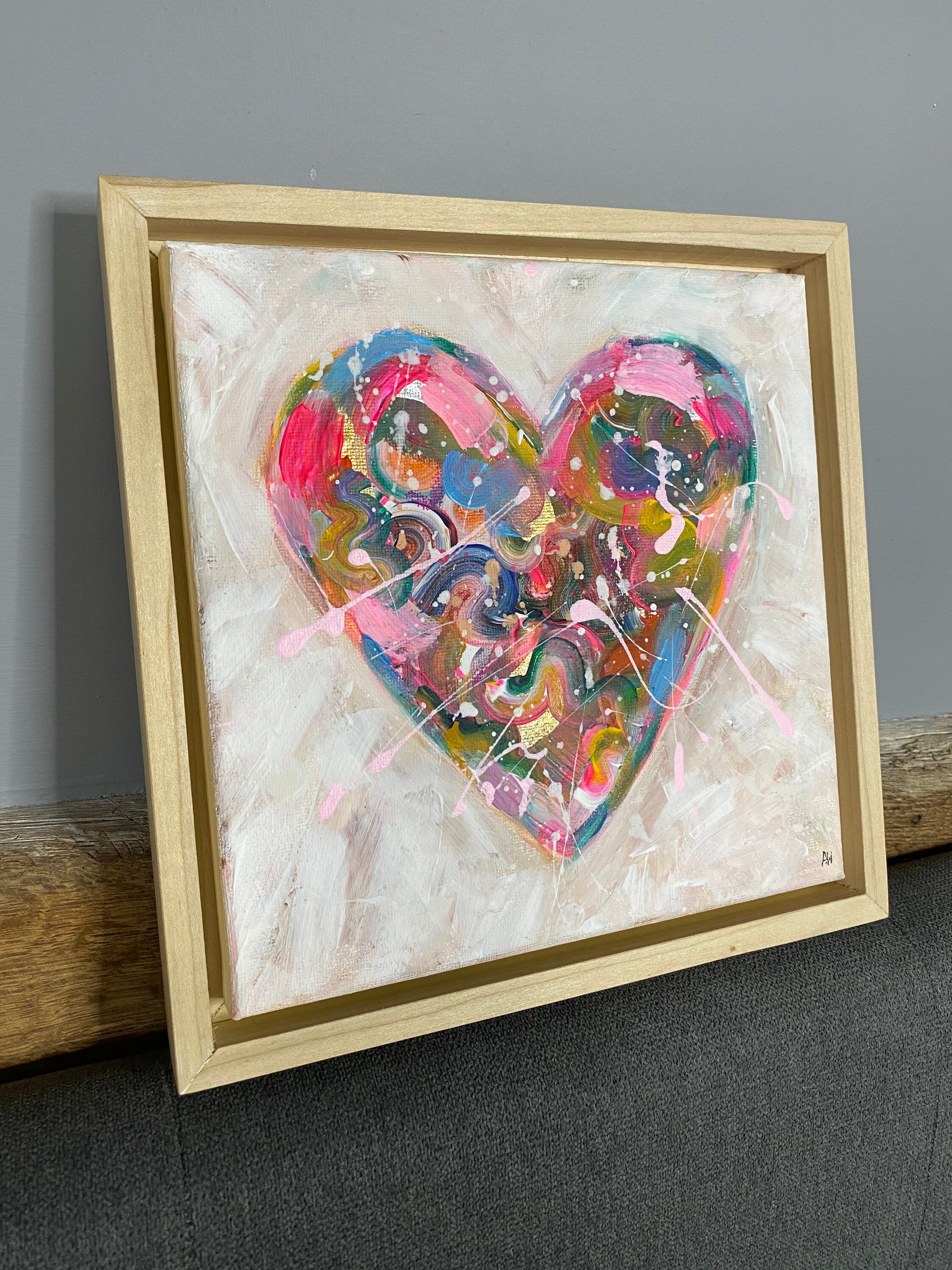 Peinture Sur Toile En Forme De Coeur Peinture abstraite originale de coeur de toile UNFRAMED | Etsy