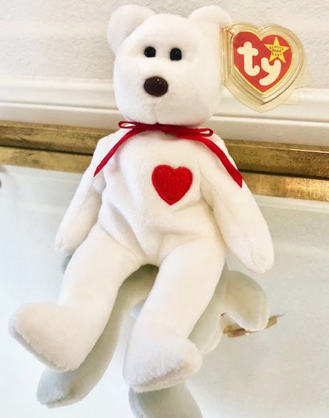 TY Beanie Baby 'VALENTINO' the Bear rare/ Retired Etsy