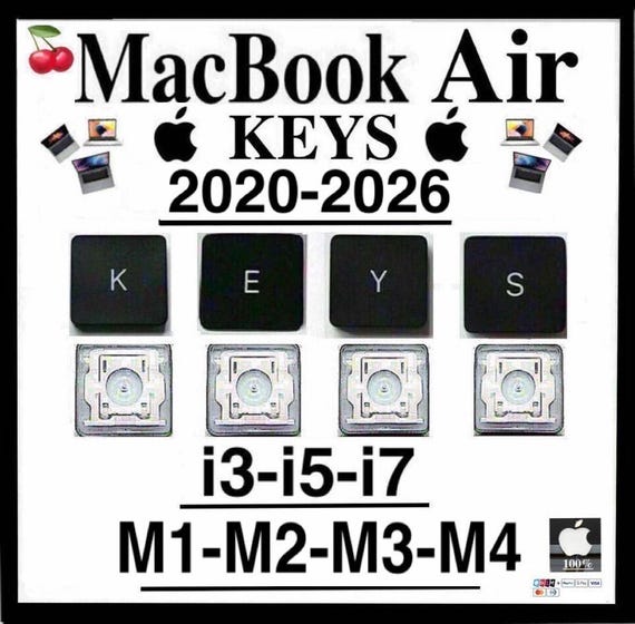 Apple MacBook Air Keyboard Keys + Clip: 2020-2026 All Models I3-i5