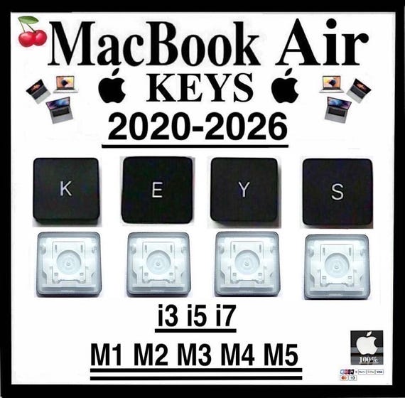 Apple MacBook Air Keyboard Keys + Clip: 2020-2026 All Models I3-i5