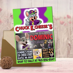 Invitation d'anniversaire Chuck E Cheese, Invitation carte Chuck E Cheese, Invitation Chuck E Cheese, Fichier numérique, Faire-part numérique, Imprimable