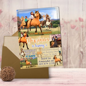 Spirit Riding gratis verjaardagsuitnodiging, Spirit Riding gratis kaartuitnodiging, Digitaal bestand, Digitale uitnodiging, Afdrukbaar