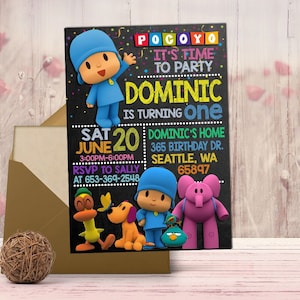 Pocoyo Invitation, Pocoyo Birthday Invitation, Pocoyo Birthday Invitations, Pocoyo digital invites, Pocoyo invites, Digital file, Printable