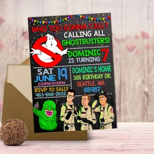 Invitation d'anniversaire Ghostbusters, carte d'invitation Ghostbusters, Invitation Ghostbusters, fichier numérique, invitation numérique, imprimable