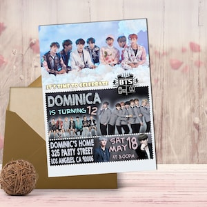 Faire-part d'anniversaire BTS, faire-part carte BTS, faire-part BTS, fichier numérique, faire-part numérique, imprimable