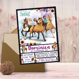 Spirit Riding gratis verjaardagsuitnodiging, Spirit Riding gratis kaartuitnodiging, Digitaal bestand, Digitale uitnodiging, Afdrukbaar