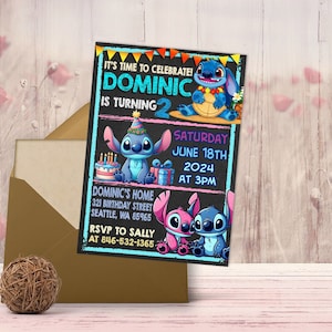 Invitation d'anniversaire Lilo et Stitch, Invitation Lilo et Stitch, Invitation Lilo et Stitch, Fichier numérique, Faire-part numérique, Imprimable