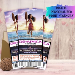 Invito per il compleanno di Moana 2, biglietti d'invito per il film Moana 2, biglietti d'invito per il film Moana, invito digitale stampabile per Moana 2