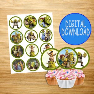 INSTANT Shrek Cupcake Toppers | Instant DIGITAL Download | different character | printables | Shrek Cupcake Toppers |