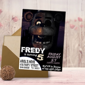 Invito di compleanno Five Nights at Freddy's, Invito Five Nights at Freddy's, 5 Nights at Freddy's, Invito digitale, Stampabile