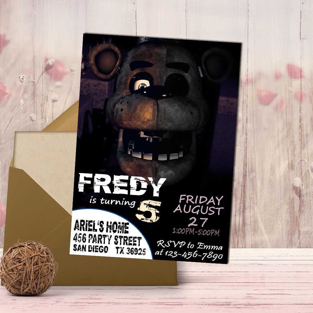 Five Nights at Freddy's Birthday Invitation, Five Nights at Freddy's ...