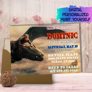 Invito di compleanno a tema Dragon Trainer, Invito al film Dragon Trainer, File digitale, Invito digitale, Stampabile
