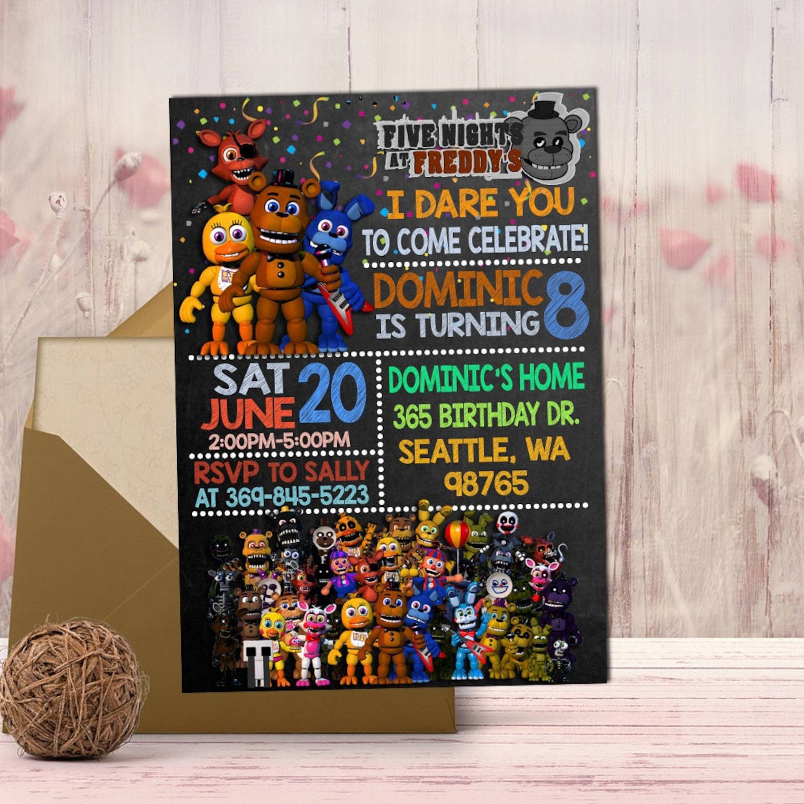 Five Nights at Freddy's Birthday Invitation, Five Nights at Freddy's ...