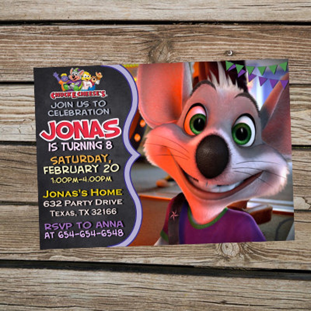 Chuck E Cheese Invitation Chuck E Cheese Birthday Invitation Etsy Chuck E Cheese Invitation Chuck E Cheese Birthday Invitation Etsy