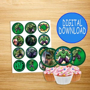 INSTANT Cupcake Toppers | Instant DIGITAL Download | different character | printables | Hulk Cupcake Toppers |
