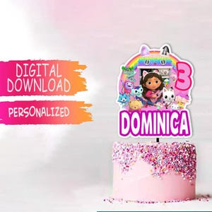 Gabby&#39;s Dollhouse Personalized DIGITAL file Cake Topper - Gabbys Dollhouse Themed Digital Printable File - digital file ONLY - You Print