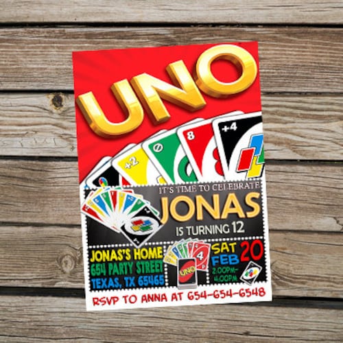 uno invitation uno card birthday invitation uno card game etsy canada