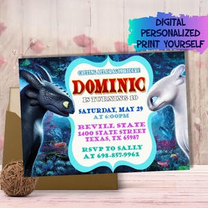 Invito di compleanno a tema "Come addestrare il tuo drago", invito a tema "Come addestrare il tuo drago", file digitale, invito digitale, stampabile