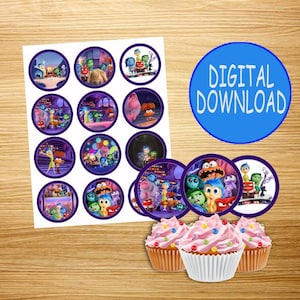 INSTANT Cupcake Toppers | Instant DIGITAL Download | different character | printables | Inside Out 2 Cupcake Toppers | Inside Out birthday