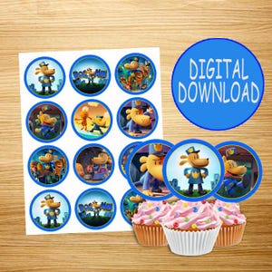 INSTANT Cupcake Toppers | Instant DIGITAL Download | different character | printables | Dog Man Cupcake Toppers |